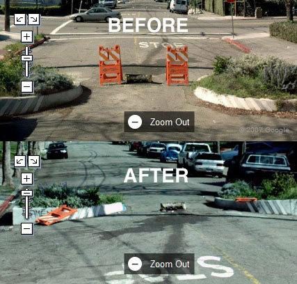 Google Street View - El antes y después de una calle cerrada