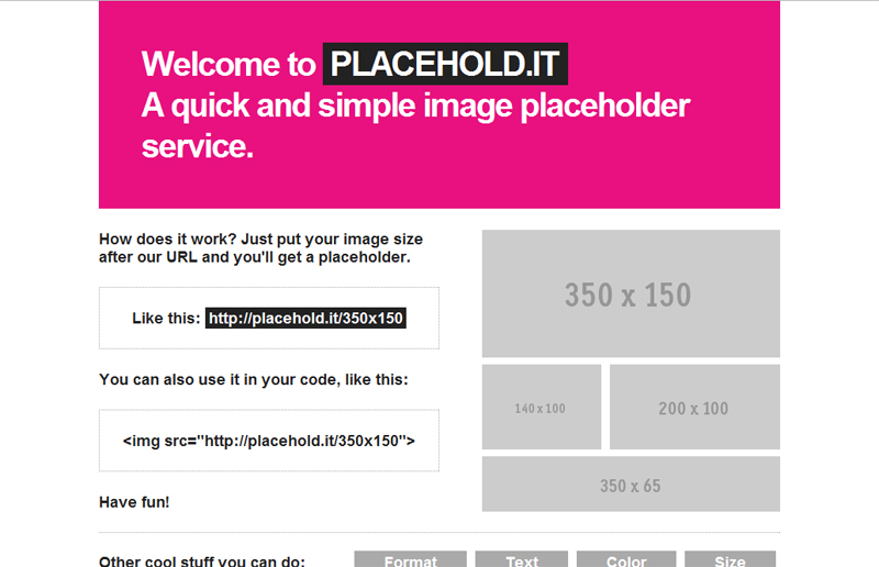 Placehold It, mantener espacios para sitios web